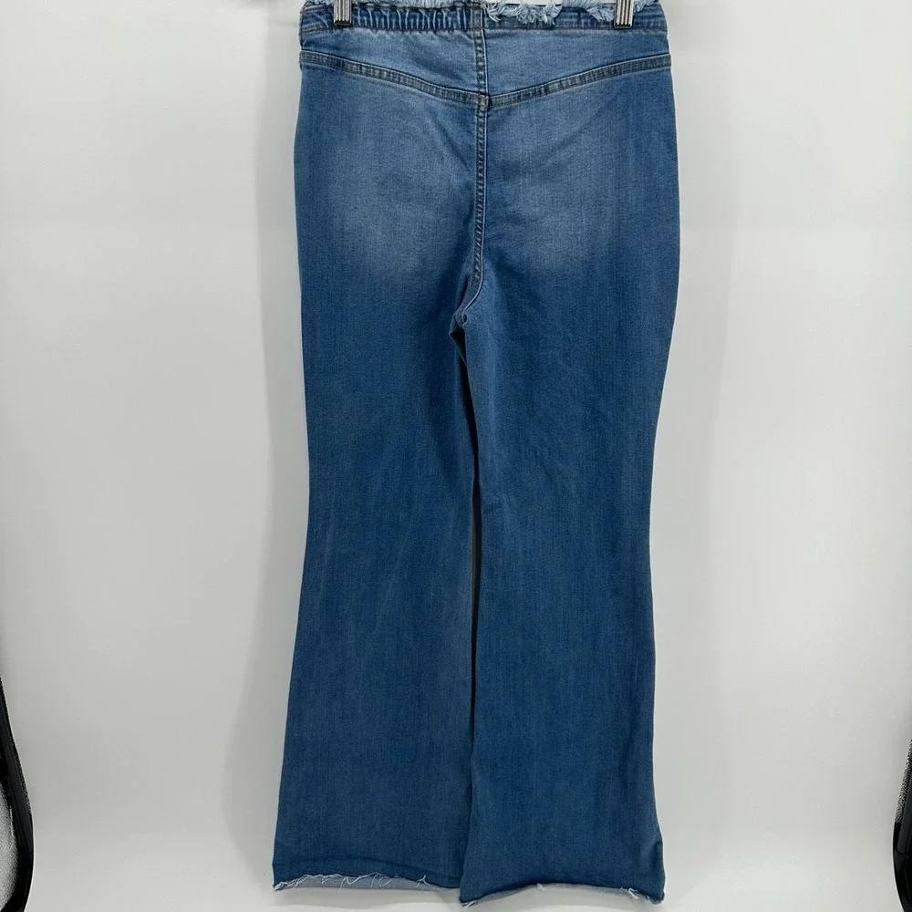 Wild Fable Jeans Womens 8 Blue Denim Low-Rise Flared Leg Front-Cinched Ruched